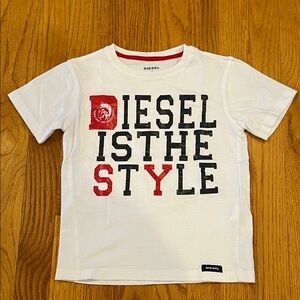 Diesel Kids White Tee with Bold Text Design